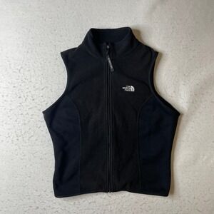 VTG The North Face Womens Black Fleece Full Zip‎ Vest Large RN 61661 Made in USA
